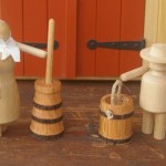 Butter Churning Girl and Milk Bucket Boy