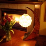 Globe Lantern with Cresent Wood Stand