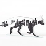 Urban Fox Glass Sculpture Screen Printed Enamel