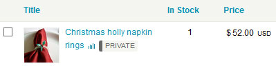 Private order on the Listing screen