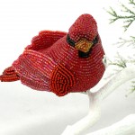 Cardinal Beaded Ornament Clip-on